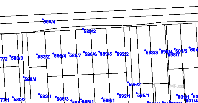Parcela st. 589/3 v KÚ Pohořelice nad Jihlavou, Katastrální mapa