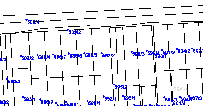 Parcela st. 592/2 v KÚ Pohořelice nad Jihlavou, Katastrální mapa