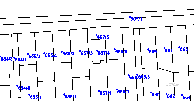 Parcela st. 657/4 v KÚ Pohořelice nad Jihlavou, Katastrální mapa