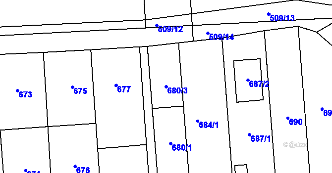 Parcela st. 680/3 v KÚ Pohořelice nad Jihlavou, Katastrální mapa