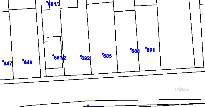 Parcela st. 685 v KÚ Pohořelice nad Jihlavou, Katastrální mapa