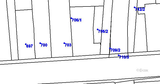 Parcela st. 706 v KÚ Pohořelice nad Jihlavou, Katastrální mapa