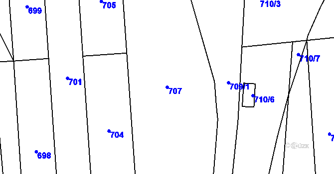Parcela st. 707 v KÚ Pohořelice nad Jihlavou, Katastrální mapa