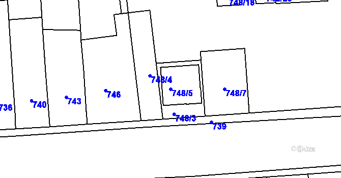 Parcela st. 748/5 v KÚ Pohořelice nad Jihlavou, Katastrální mapa