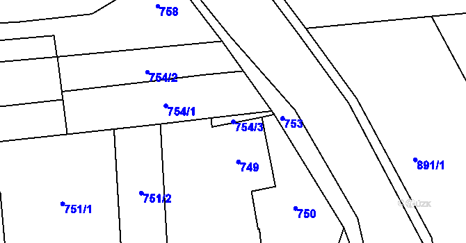 Parcela st. 754/3 v KÚ Pohořelice nad Jihlavou, Katastrální mapa