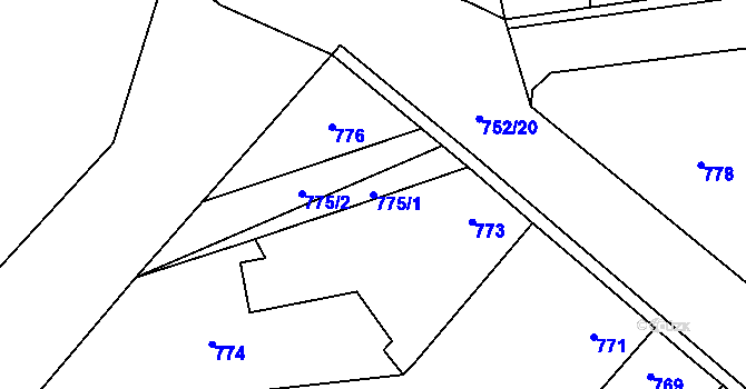 Parcela st. 775/1 v KÚ Pohořelice nad Jihlavou, Katastrální mapa