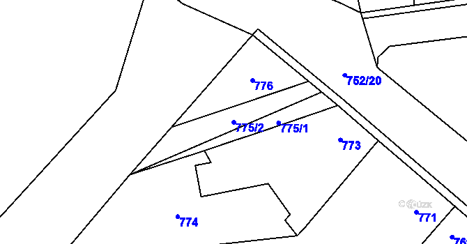 Parcela st. 775/2 v KÚ Pohořelice nad Jihlavou, Katastrální mapa