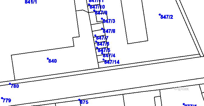 Parcela st. 847/4 v KÚ Pohořelice nad Jihlavou, Katastrální mapa