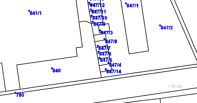 Parcela st. 847/6 v KÚ Pohořelice nad Jihlavou, Katastrální mapa