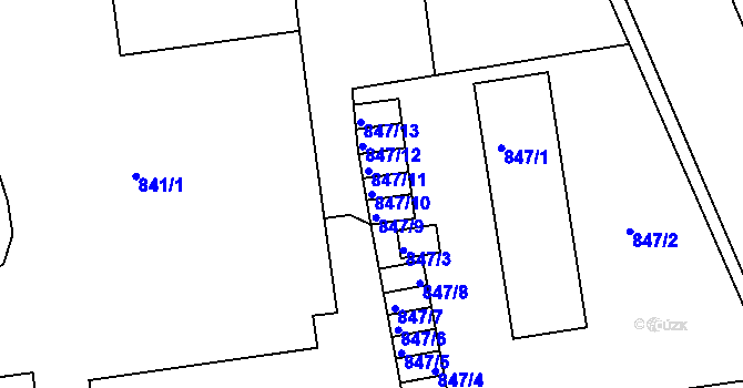 Parcela st. 847/10 v KÚ Pohořelice nad Jihlavou, Katastrální mapa