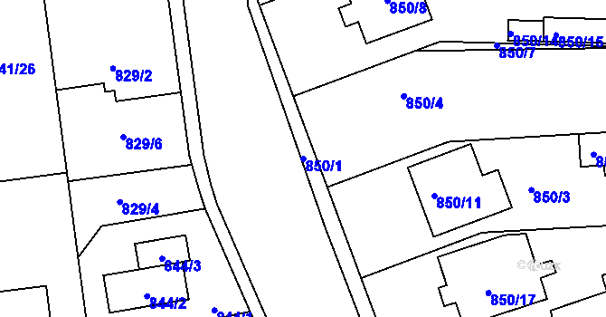 Parcela st. 850/1 v KÚ Pohořelice nad Jihlavou, Katastrální mapa