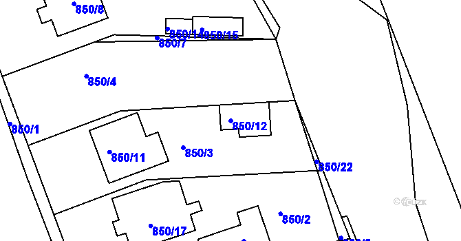 Parcela st. 850/12 v KÚ Pohořelice nad Jihlavou, Katastrální mapa