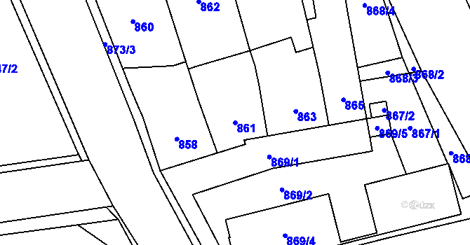 Parcela st. 861 v KÚ Pohořelice nad Jihlavou, Katastrální mapa