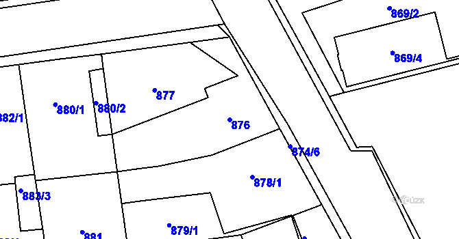 Parcela st. 876 v KÚ Pohořelice nad Jihlavou, Katastrální mapa