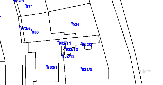 Parcela st. 932/2 v KÚ Pohořelice nad Jihlavou, Katastrální mapa