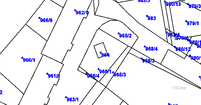 Parcela st. 964 v KÚ Pohořelice nad Jihlavou, Katastrální mapa