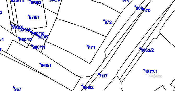 Parcela st. 971 v KÚ Pohořelice nad Jihlavou, Katastrální mapa