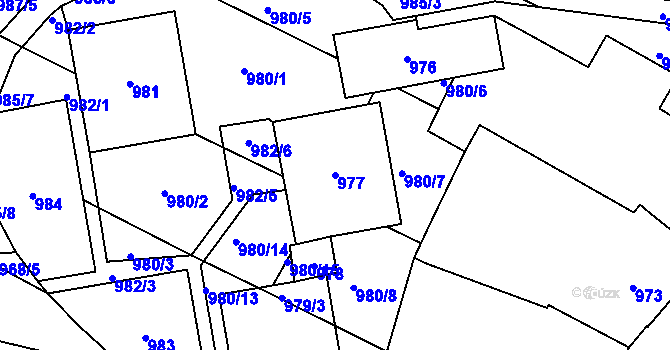 Parcela st. 977 v KÚ Pohořelice nad Jihlavou, Katastrální mapa
