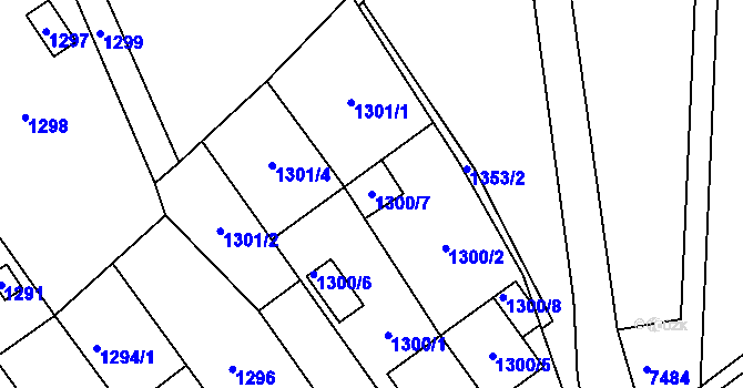 Parcela st. 1300/7 v KÚ Pohořelice nad Jihlavou, Katastrální mapa