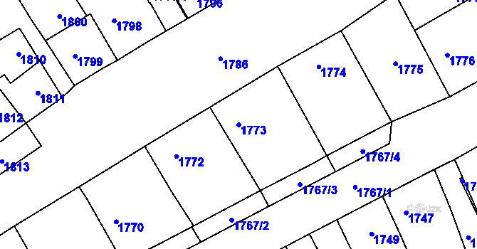 Parcela st. 1773 v KÚ Pohořelice nad Jihlavou, Katastrální mapa