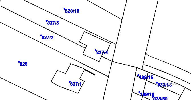 Parcela st. 827/4 v KÚ Pohořelice u Napajedel, Katastrální mapa