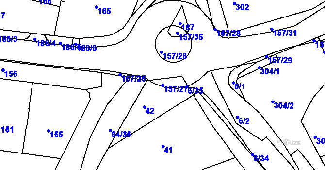 Parcela st. 157/27 v KÚ Pohořelice u Napajedel, Katastrální mapa