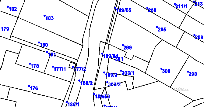 Parcela st. 189/54 v KÚ Pohořelice u Napajedel, Katastrální mapa