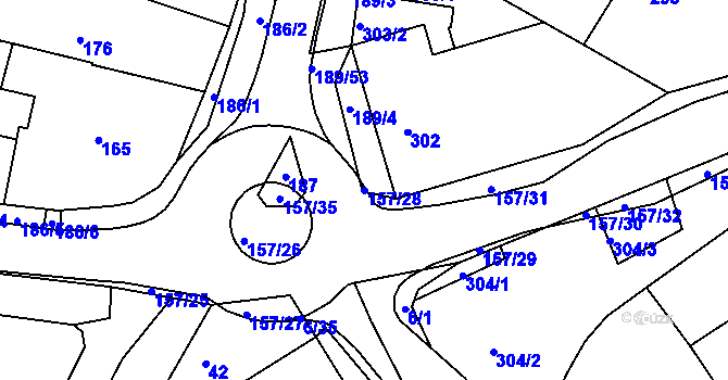 Parcela st. 157/28 v KÚ Pohořelice u Napajedel, Katastrální mapa