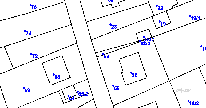 Parcela st. 54 v KÚ Pohořelice u Napajedel, Katastrální mapa