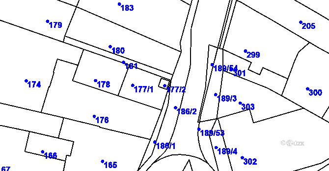 Parcela st. 177/2 v KÚ Pohořelice u Napajedel, Katastrální mapa