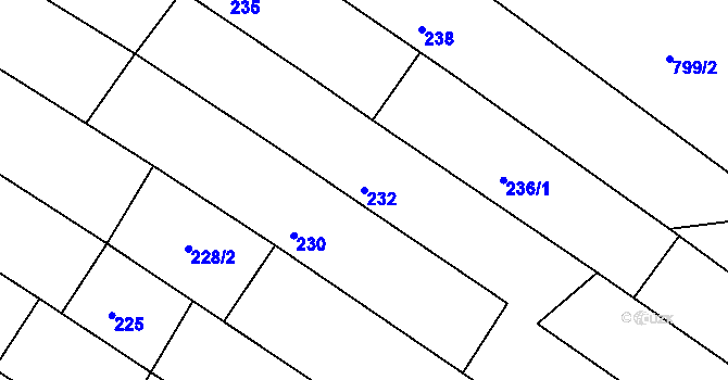 Parcela st. 232 v KÚ Pohořelice u Napajedel, Katastrální mapa