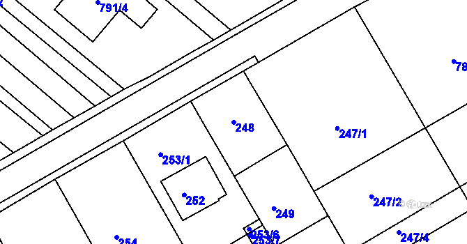 Parcela st. 248 v KÚ Pohořelice u Napajedel, Katastrální mapa