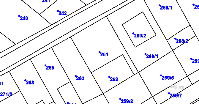 Parcela st. 261 v KÚ Pohořelice u Napajedel, Katastrální mapa