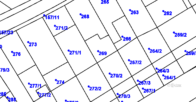 Parcela st. 269 v KÚ Pohořelice u Napajedel, Katastrální mapa