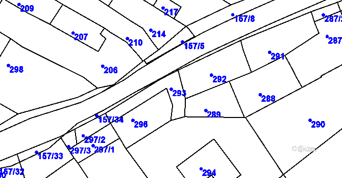 Parcela st. 293 v KÚ Pohořelice u Napajedel, Katastrální mapa