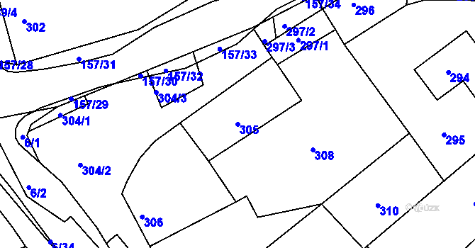 Parcela st. 305 v KÚ Pohořelice u Napajedel, Katastrální mapa