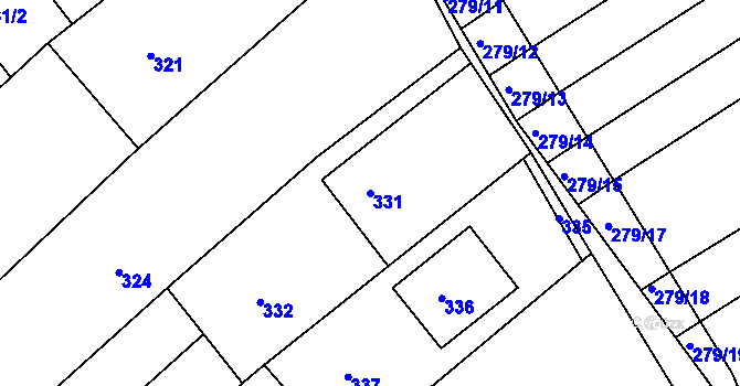 Parcela st. 331 v KÚ Pohořelice u Napajedel, Katastrální mapa