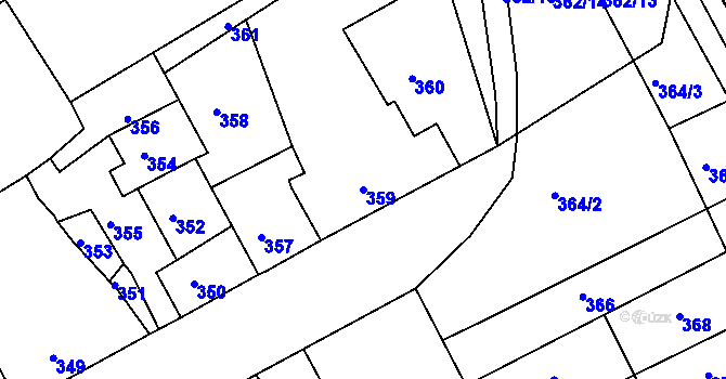 Parcela st. 359 v KÚ Pohořelice u Napajedel, Katastrální mapa