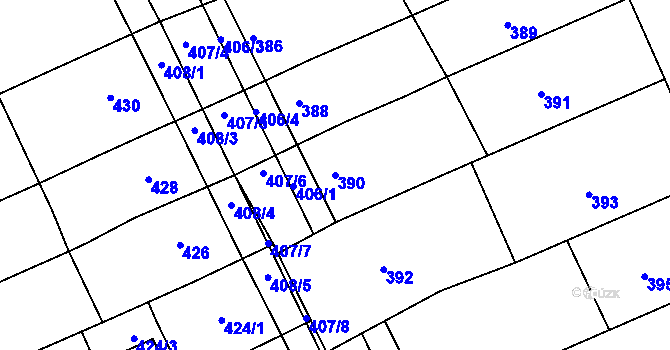 Parcela st. 390 v KÚ Pohořelice u Napajedel, Katastrální mapa