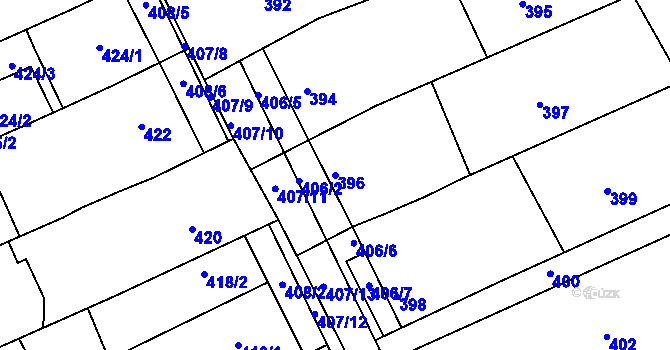 Parcela st. 396 v KÚ Pohořelice u Napajedel, Katastrální mapa