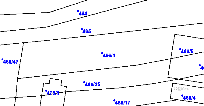 Parcela st. 466/1 v KÚ Pohořelice u Napajedel, Katastrální mapa