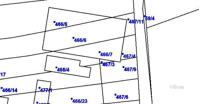 Parcela st. 466/7 v KÚ Pohořelice u Napajedel, Katastrální mapa