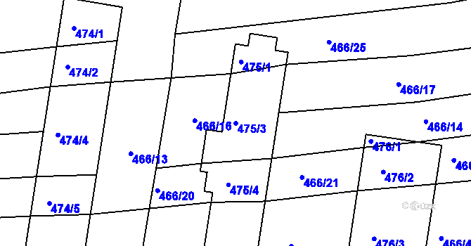 Parcela st. 475/3 v KÚ Pohořelice u Napajedel, Katastrální mapa