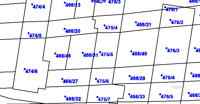 Parcela st. 475/5 v KÚ Pohořelice u Napajedel, Katastrální mapa
