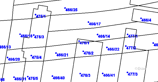 Parcela st. 476/1 v KÚ Pohořelice u Napajedel, Katastrální mapa