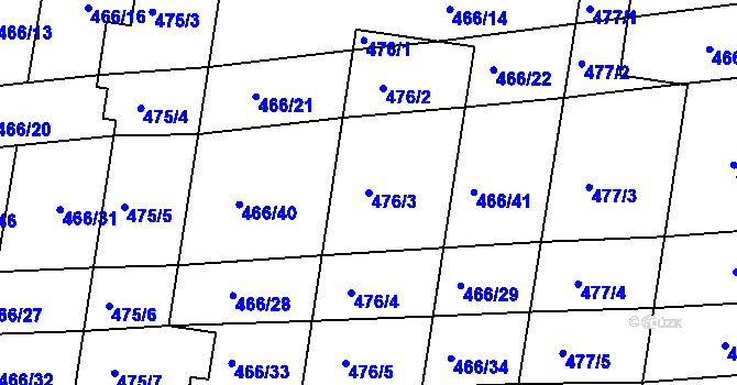 Parcela st. 476/3 v KÚ Pohořelice u Napajedel, Katastrální mapa