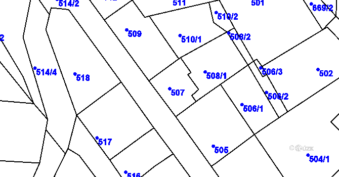 Parcela st. 507 v KÚ Pohořelice u Napajedel, Katastrální mapa