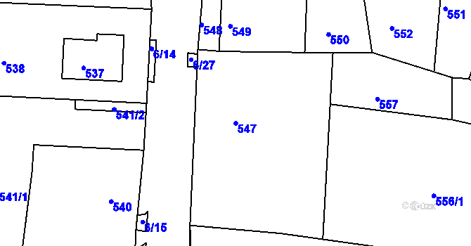 Parcela st. 547 v KÚ Pohořelice u Napajedel, Katastrální mapa