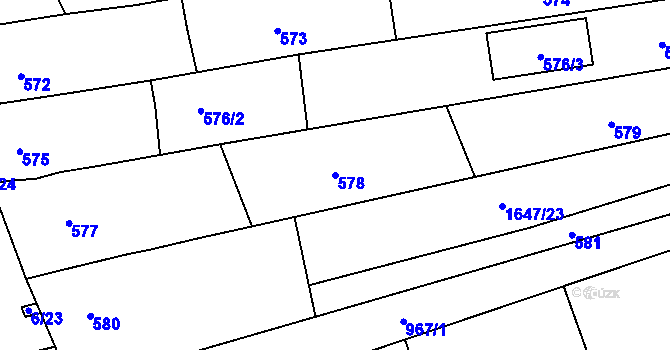 Parcela st. 578 v KÚ Pohořelice u Napajedel, Katastrální mapa
