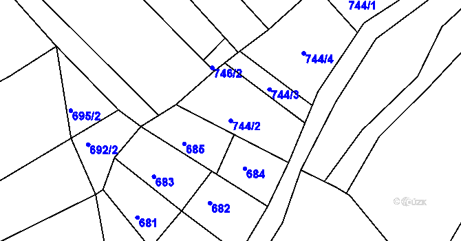 Parcela st. 744/2 v KÚ Pohořelice u Napajedel, Katastrální mapa